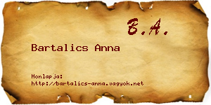 Bartalics Anna névjegykártya