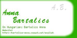 anna bartalics business card
